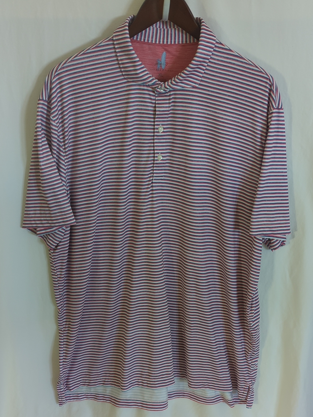 johnnie-O Warwick Stripe Featherweight Performance Golf Polo Shirt Men XL Red